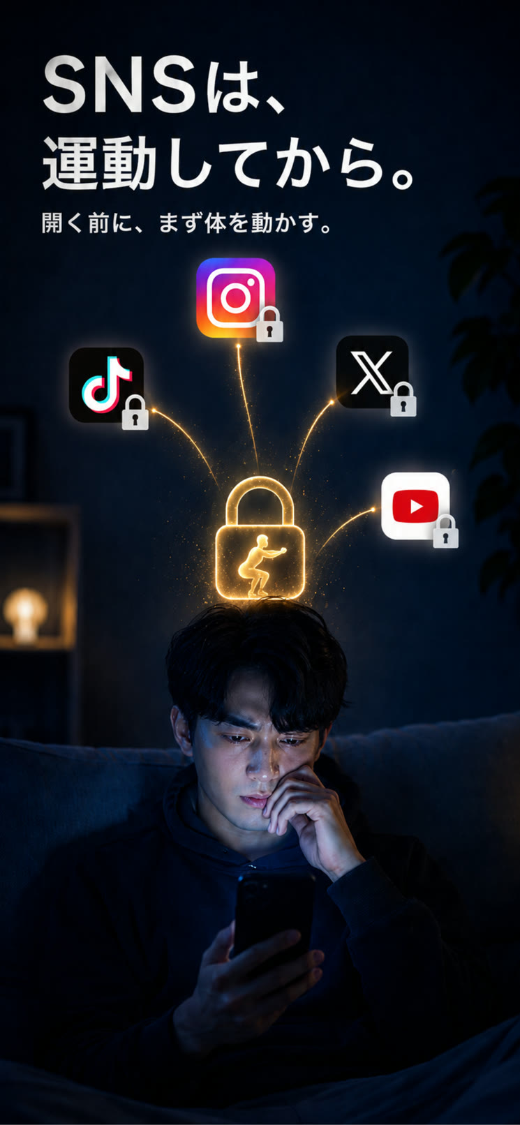 SNSを開く前に運動するLock inのコンセプト